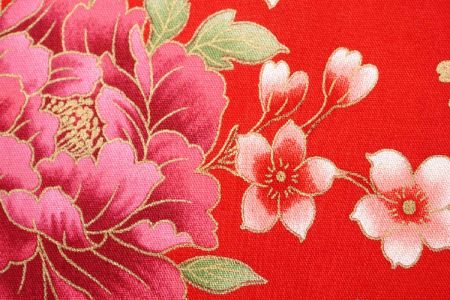 Tessuto in cotone pettinato con fiori di peonia - Tessuto in cotone pettinato con fiori di peonia